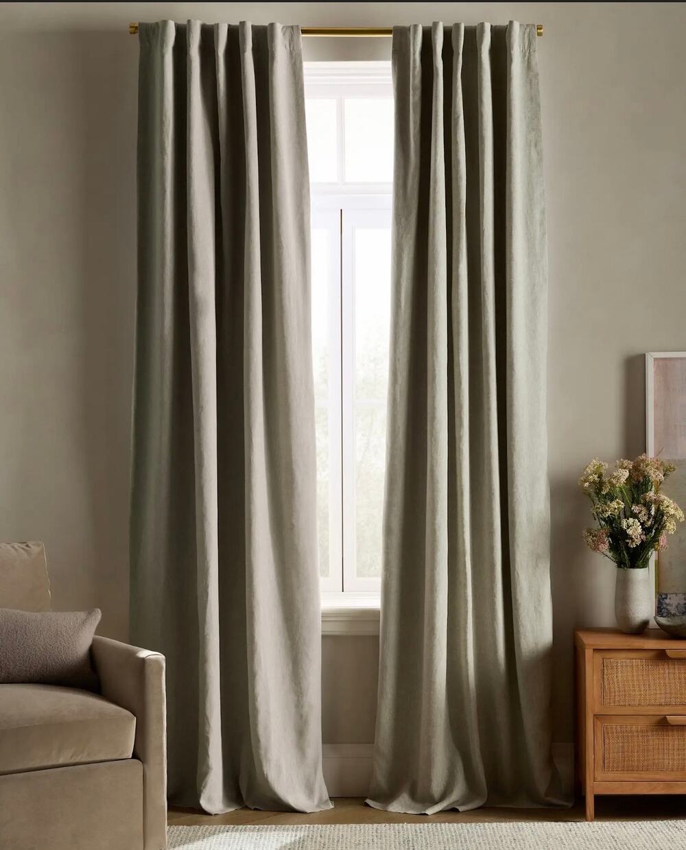 Quince European Linen Light Filtering
Curtain | Sage Green | 96x108